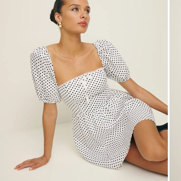 Reformation Malvina Linen Dress Ivory - Size 12 - Picture 5 of 12